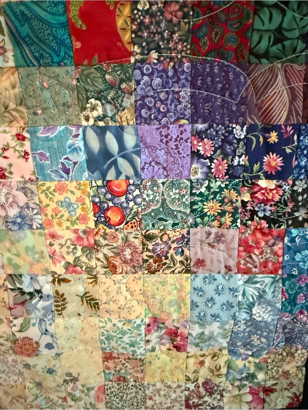 Floral Patchwork Quilted Wall Hanging 35x36 - Picture 4 of 9
